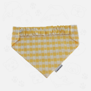 "Yellow Flower Gingham" Scrunchie Bandana