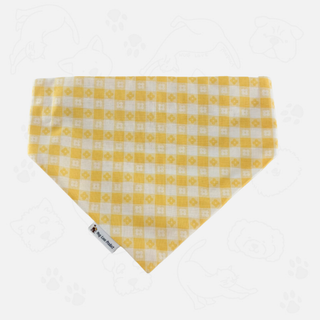 "Yellow Flower Gingham" Scrunchie Bandana