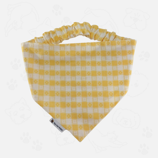 "Yellow Flower Gingham" Scrunchie Bandana