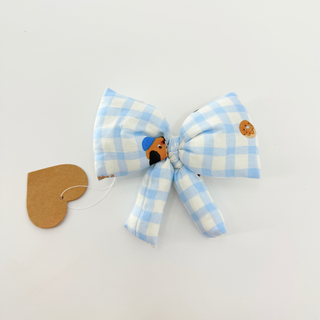 "Chilling Gingham" Puffy Knot Bow Hair Clip