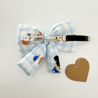 "Chilling Gingham" Puffy Knot Bow Hair Clip